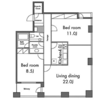 東京都港区三田１丁目 賃貸マンション 2LDK